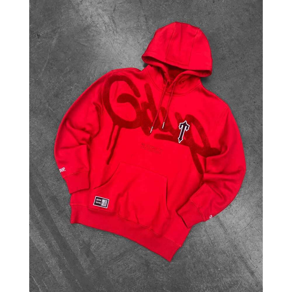 American Fashion Trend Hip-Hop Style Letter Flocked Autumn Winter Gothic Long Sleeve Loose Hooded Sweatshirt