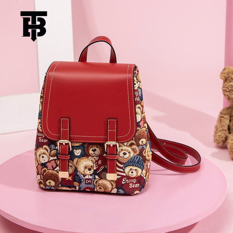 TB BHULAMTE Designer Bag Little Bear Attachment Luxury Bag 2025 New Backpack For Women New Korean Version Double Shoulder Bag Fashionable Versatile Ar