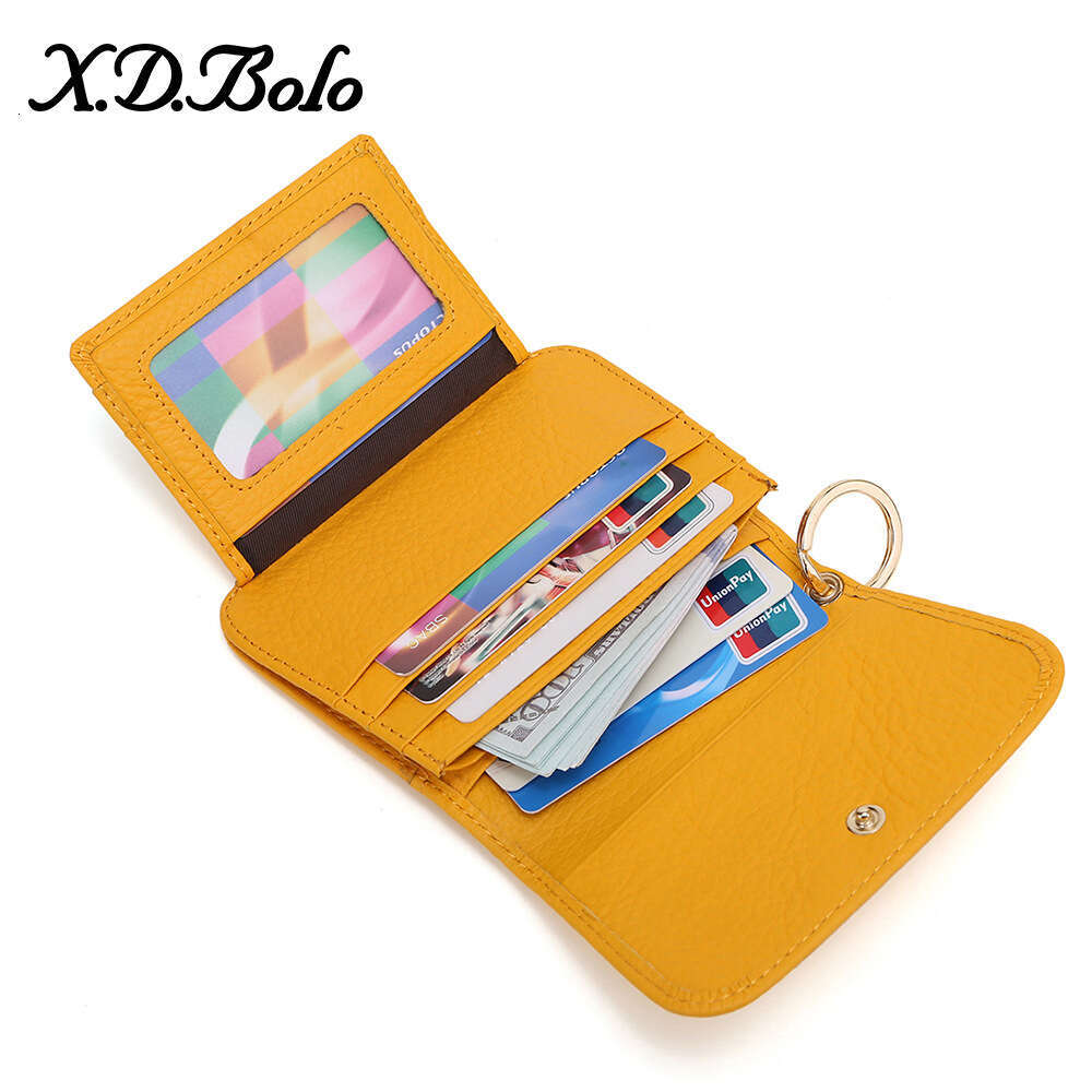 XDBOLO Short Simple Wallet Women's Holder Ins Cowhide Japanese Cute Card Clip Korean Version Mini Coin Purse B5