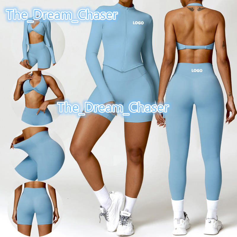 Gym Clothing Active Wear Yoga Bra and Shorts Set Halter Tight Fitting Short Top Casual Fitness Trousers Suit Yoga Sets