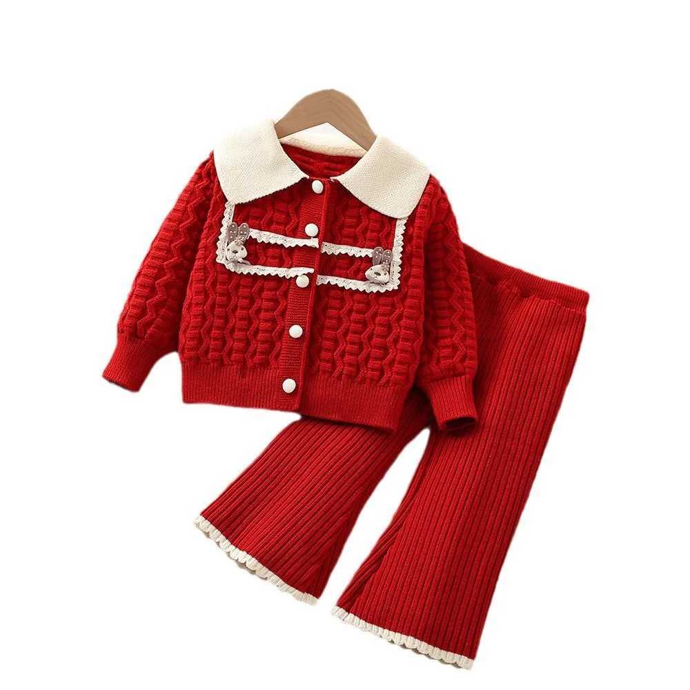 Girls Knitted Clothing Sets Spring Autumn 2025 Children Woolen Jersey Sweaters Coats Pants 2pcs Party Suit For Baby Outfits Kids L25092669LQ