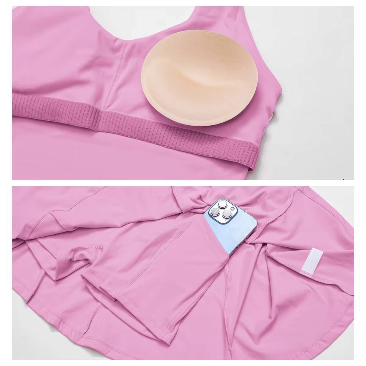 Womens Tennis Skirt Suit New TwoPiece Halter Neck Sports Bra and Skirts QuickDrying Fitness Sets