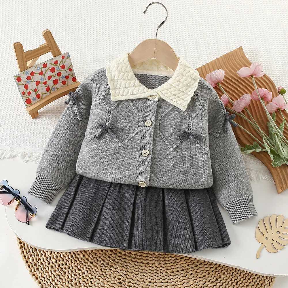 Girls Knitted Clothes Sets Autumn Winter Children Woolen Jersey Sweaters Coats Skirts Kids Princess Dress Suit For Baby Outfits L2509267FXV