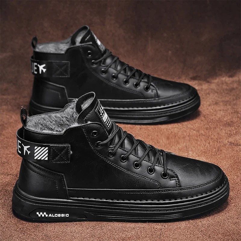 Comfortable Male Snowproof Ankle-Highs Featuring Premium Textured Suede Outer Shell