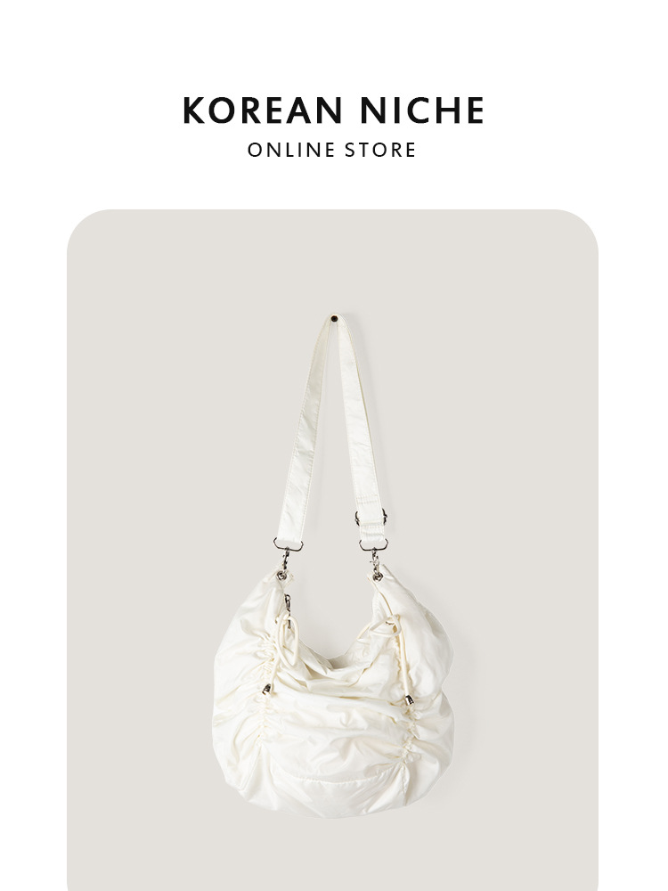 Summer New Style Japanese And Korean Niche Design High-End Sense Drawstring Pleated Versatile For Commuting Large Capacity One-Shoulder Bag