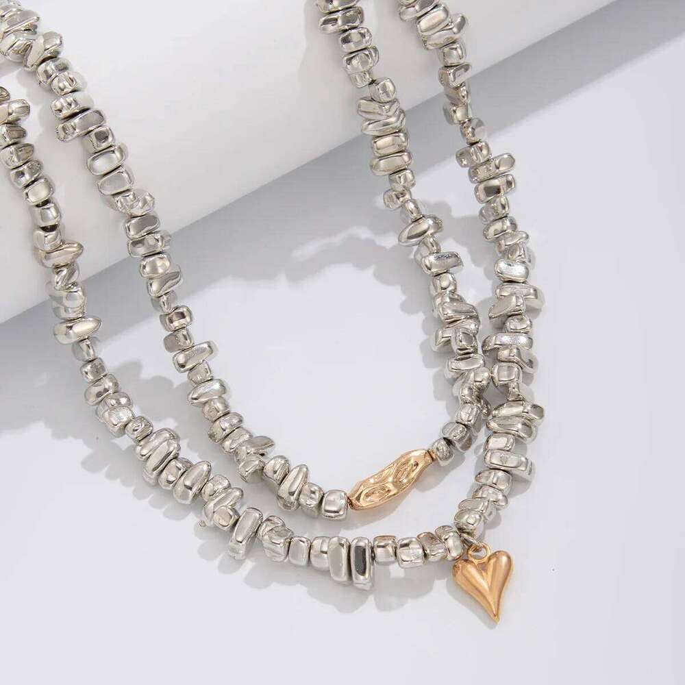 Retro Simple Heart shaped Pendant Necklace 2025 Multi layer Sweet Creative Irregular String Style Girl Fashion Birthday Jewelry