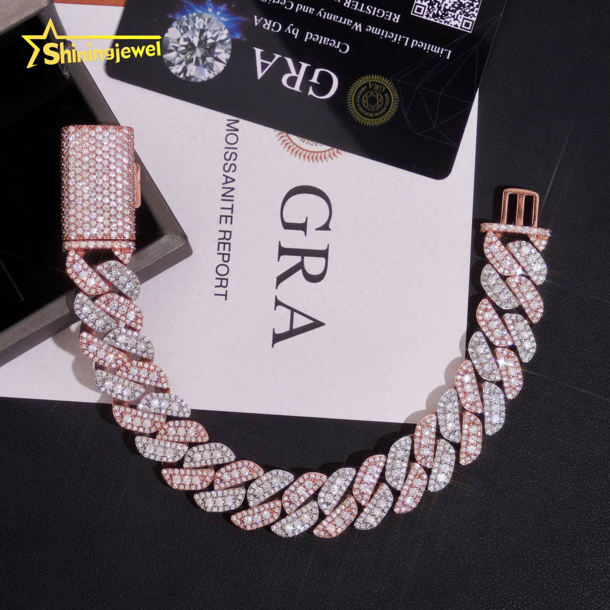 Two Tones 15mm Moissanite Cuban Bracelet Shines Like Diamond 925 Silver Affordable Luxury Bigger Sparkle Lower Price