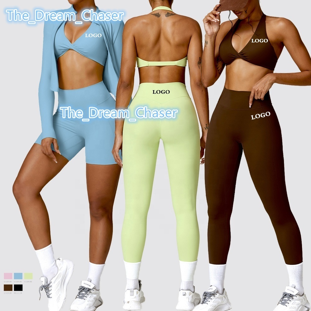 2024 Seamless Activewear Ribbed Yoga Suit Womens Workout Gym Fitness Sets With Zipper