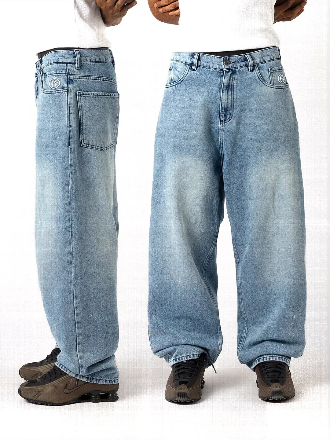 Embroidered Jeans Y2K 2000s casual mens womens hiphop denim pants fashionable high waist wideleg jeans Z260313