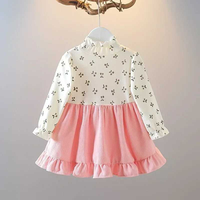Girls 2025 Spring Autumn Long Sleeve Pinafore Dress with Cute Cherry Bear Print Casual Outfit L2509267Z29