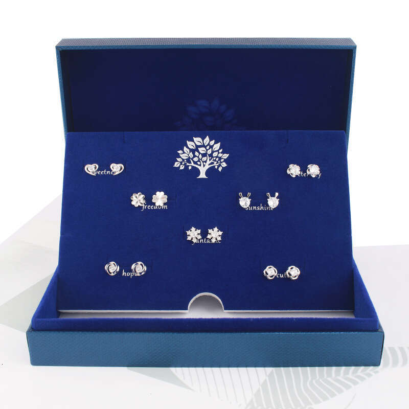 Dongdaemun S Sier Needle Earring Set Micro Pave Zirconia One Road With You Weekly Earrings Valentine's Day Gift