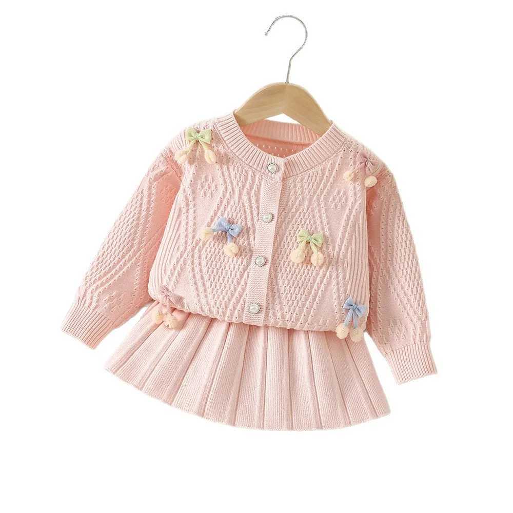 Girls Knitted Clothes Sets Spring Autumn Children Woolen Jersey Sweaters Coats Skirts Kids Princess Dress Suit For Baby Outfits L250926XCFQ