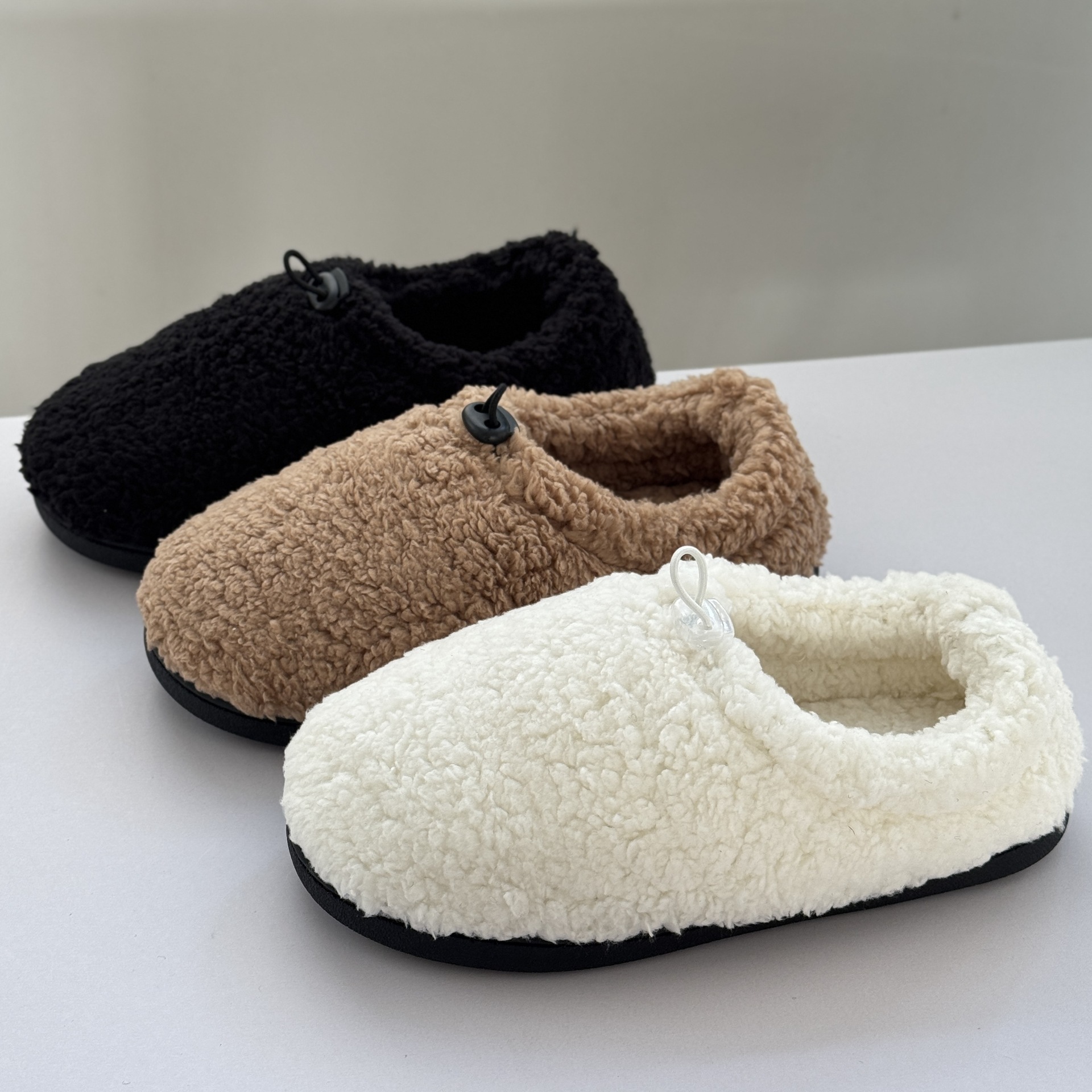 Youlian Cotton Fleece Bag Heel Fluffy Winter Drawstring Adjustable Convenient Comfortable Home Shoes ddmymarket