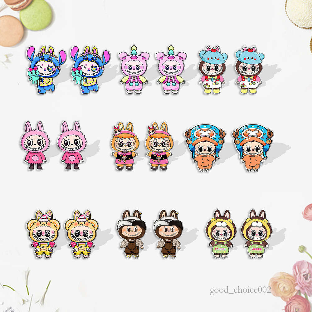 Lanjia- LABUBU Acrylic Labubu Cute Animation Peripheral Stainless Steel Cartoon Creative Resin Stud Earrings 6Ee77 B9