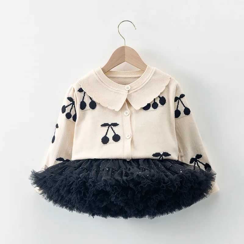 Korean Kid Set Baby Girls Suit Autumn Knitted Long Sleeve Childrens Sweater Skirt Set Girl Lovely Print Pleated Skirt WS305 L250926QSZH