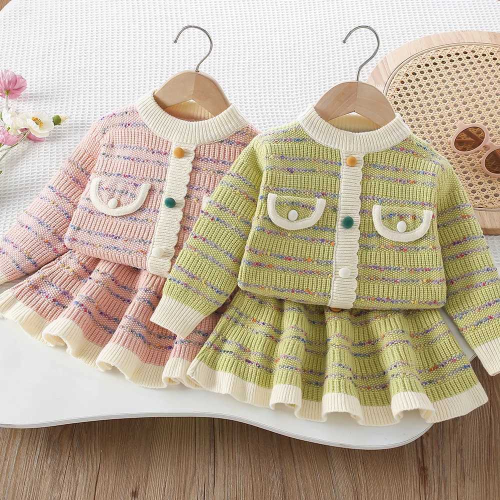 Princess Girls Tweed Christmas Knitting Sets Children Halloween Kids Fall Classic 2Pcs New Suits Luxury Winter Fashion Outfits L250926IAL4