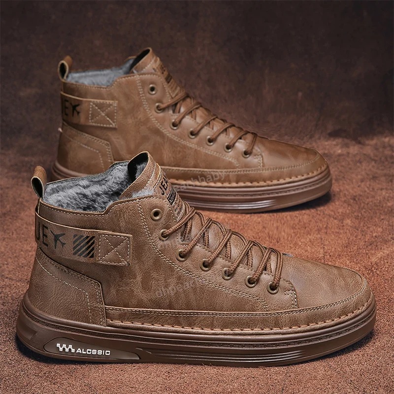 Comfortable Male Snowproof Ankle-Highs Featuring Premium Textured Suede Outer Shell