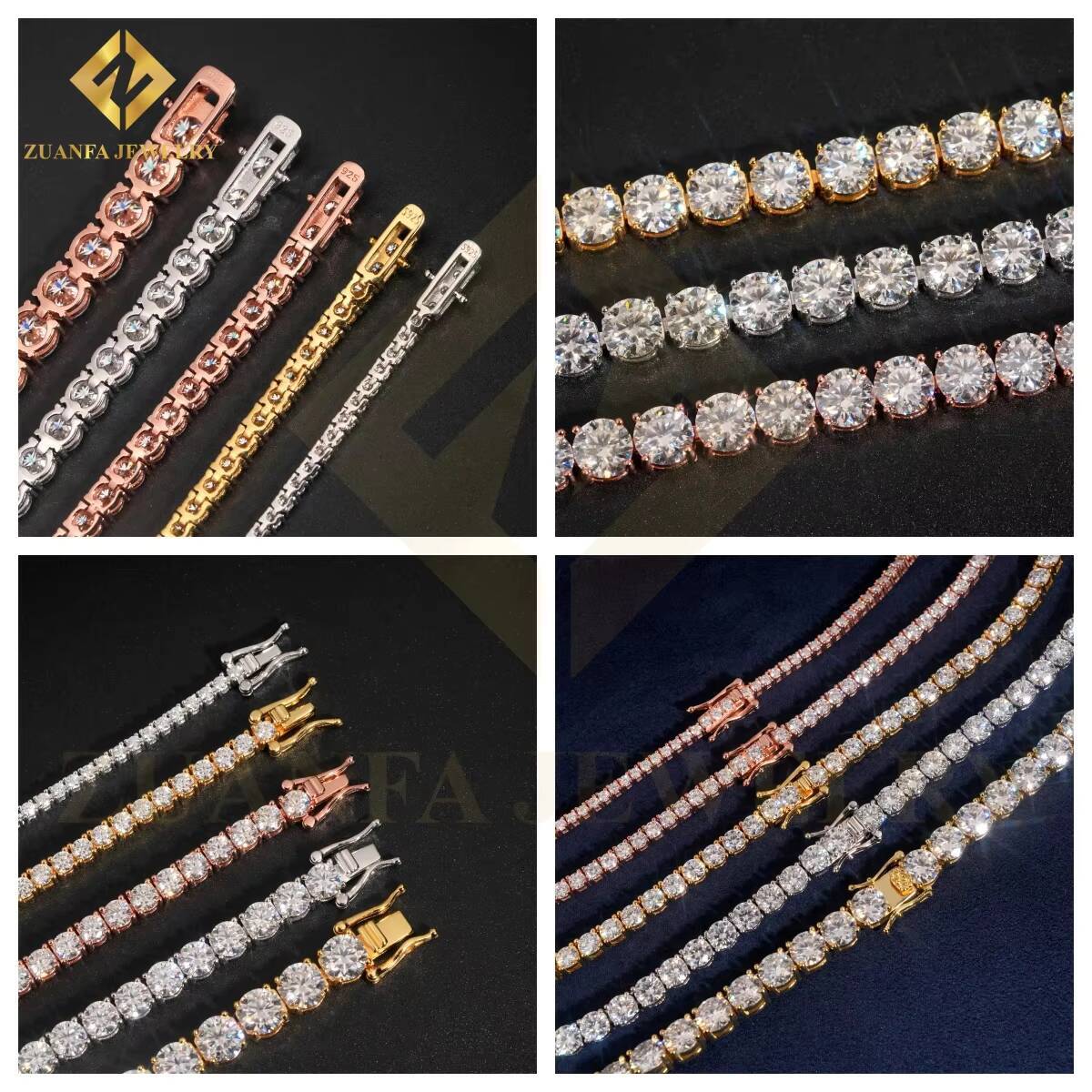 Factory Direct Price 3mm Hip Hop Iced Out Jewelry Moissanite Diamond Fine Jewelry Tennis Chain Necklace
