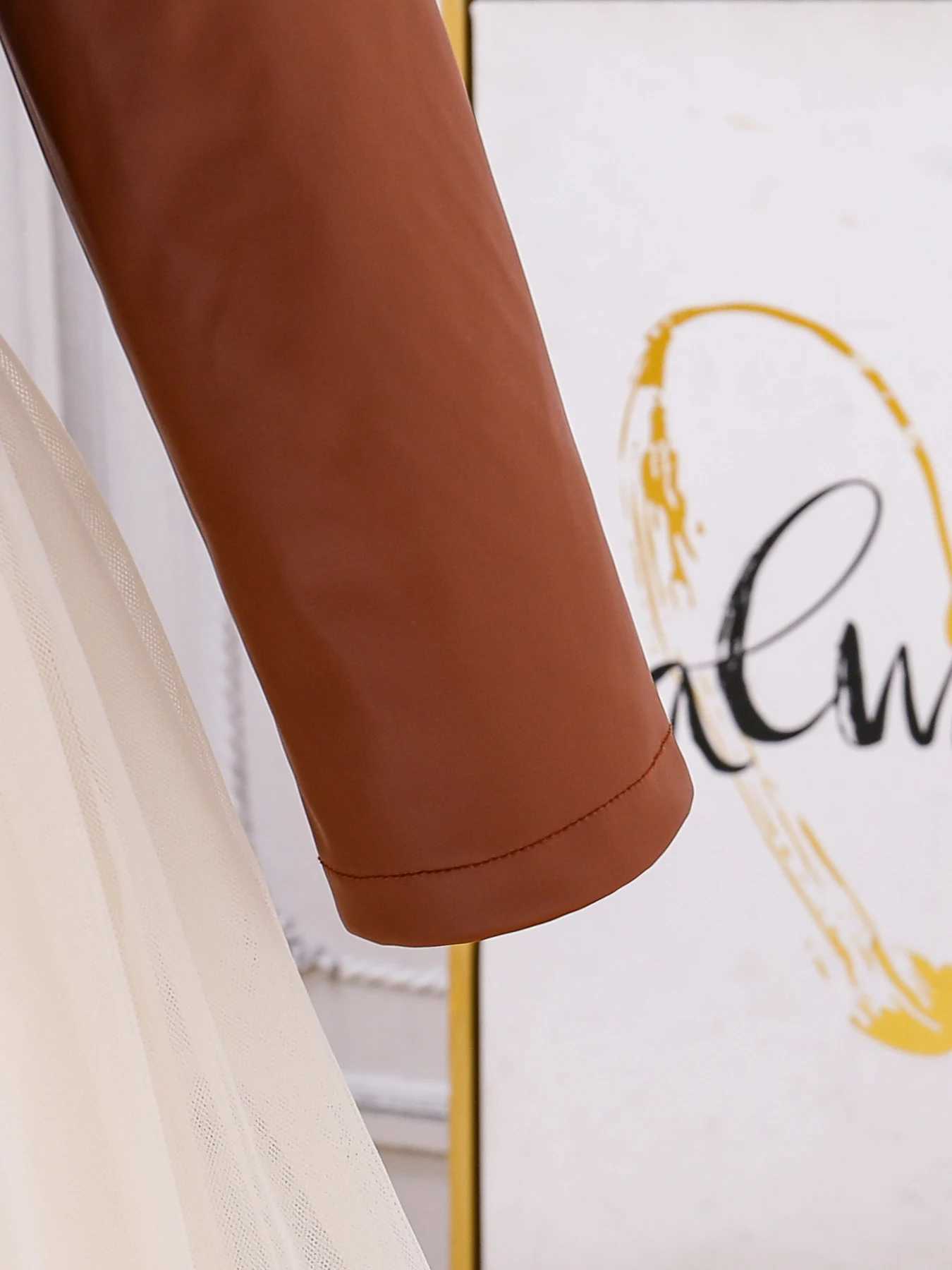 Girls Spring and Autumn Dress Set New Childrens Princess SkirtPU Leather Vest 2piece Set L250926PUQG