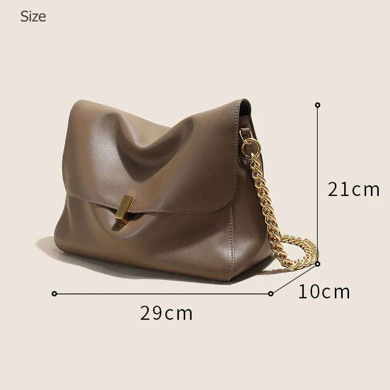 New Genuine Cow Leather Shoulder Chain For Women Large Capacity Crossbody Handbag Messenger Tote Bag Designer