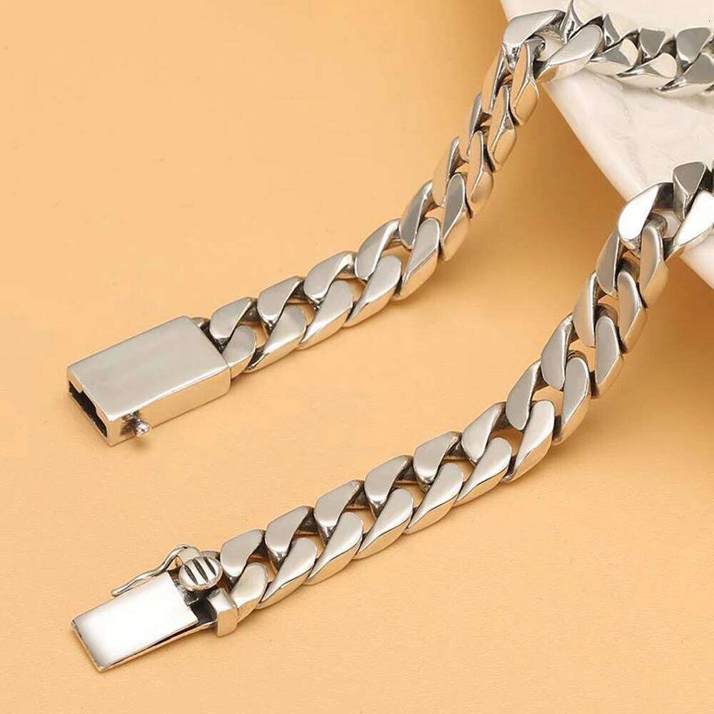 Daifuni S Sterling Sier 7MM Cuban Curb Chain Miami Necklace for Men Fashion Fine Hip-Hop Figaro Jewelry 40-70cm
