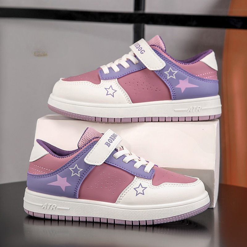 Women's new sports shoes autumn and winter new leather children's shoes low top fashionable casual trend sports shoes