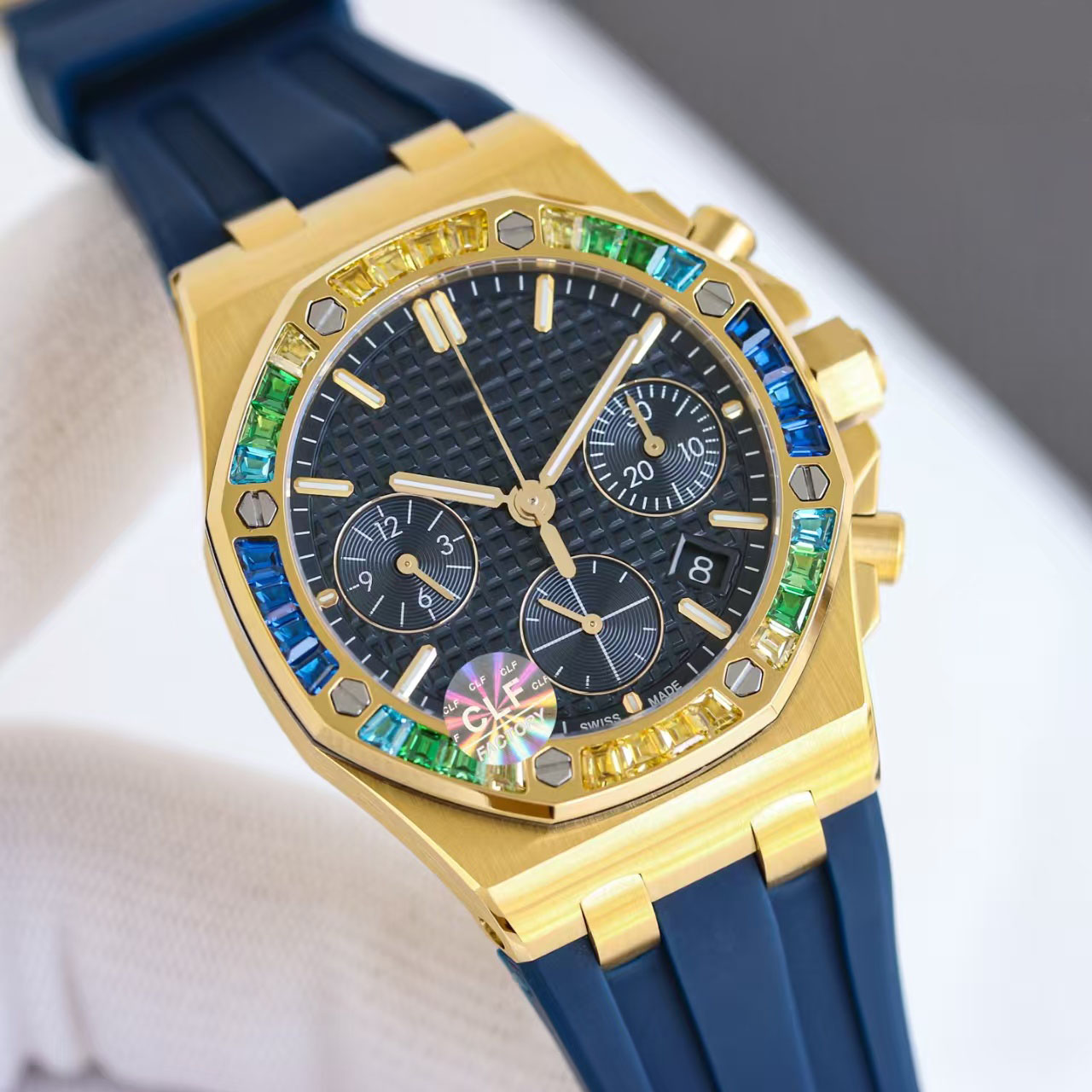 26236 Chronograph 37mm Womens Watch Baguette Sapphires Luxury Wristwatch ETA 7750 Automatic Sapphire Crystal Water Resistance