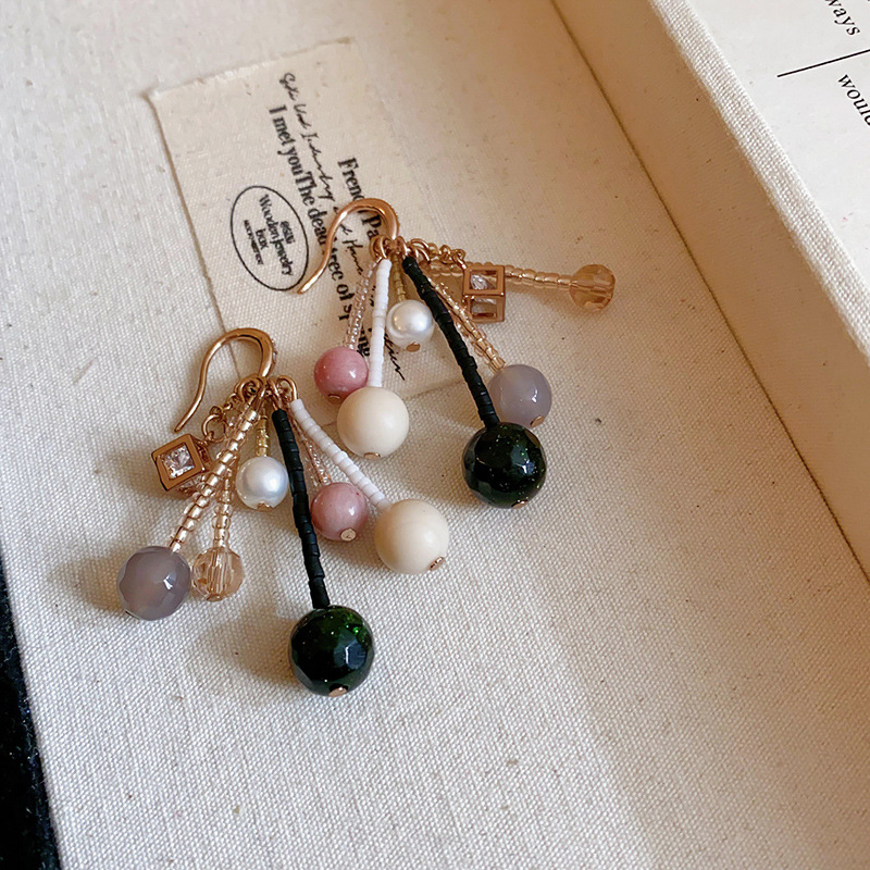 Gold - Toned Beaded Necklace And Multi - Bead Tassel Drop Earrings Set With Tribal Charm Delicate Daily & Elegant Jewelry Gift For Her High - Quality 