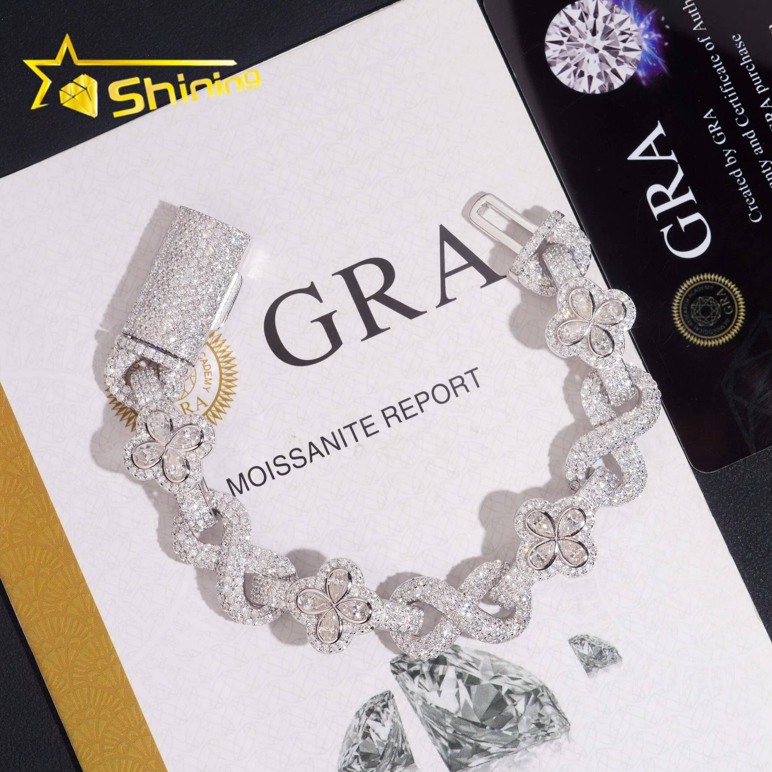 Pass Diamond Tester Hip Hop Jewelry Bling GRA Certified 925 Silver Infinity VVS Moissanite Bracelet