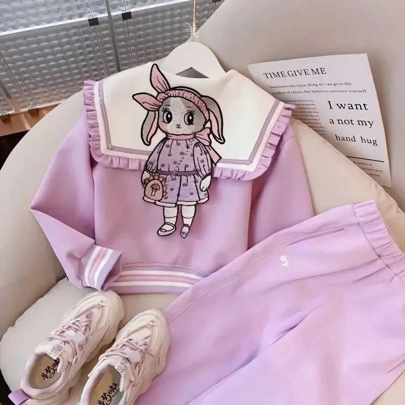 Girls Spring and autumn Korean version of foreign style princess style girl cartoon coat pleated skirt twopiece set L2509263U8L