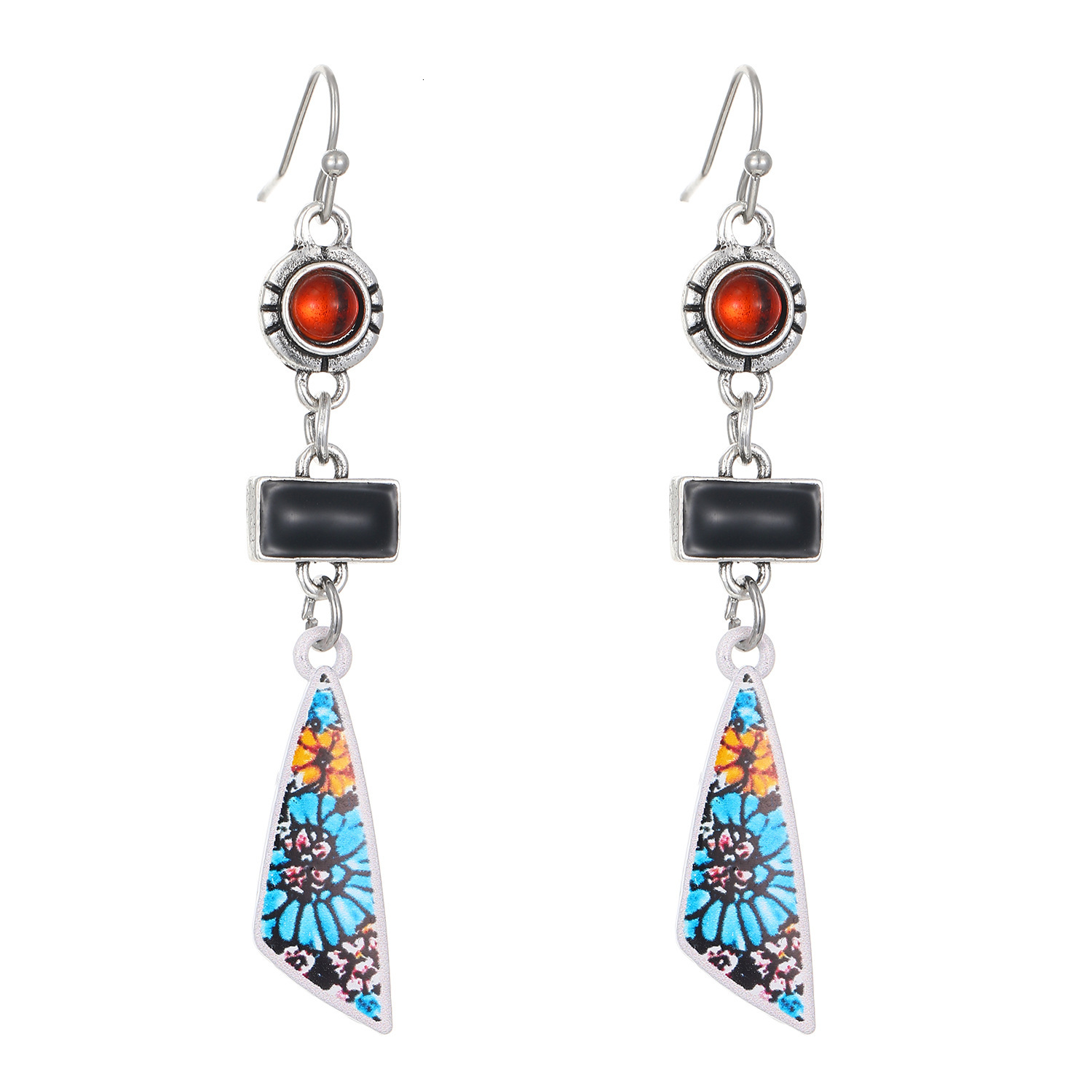 Ethnic Style Creative Personality Earrings For Women Patchwork Color-Block Ear Accessories