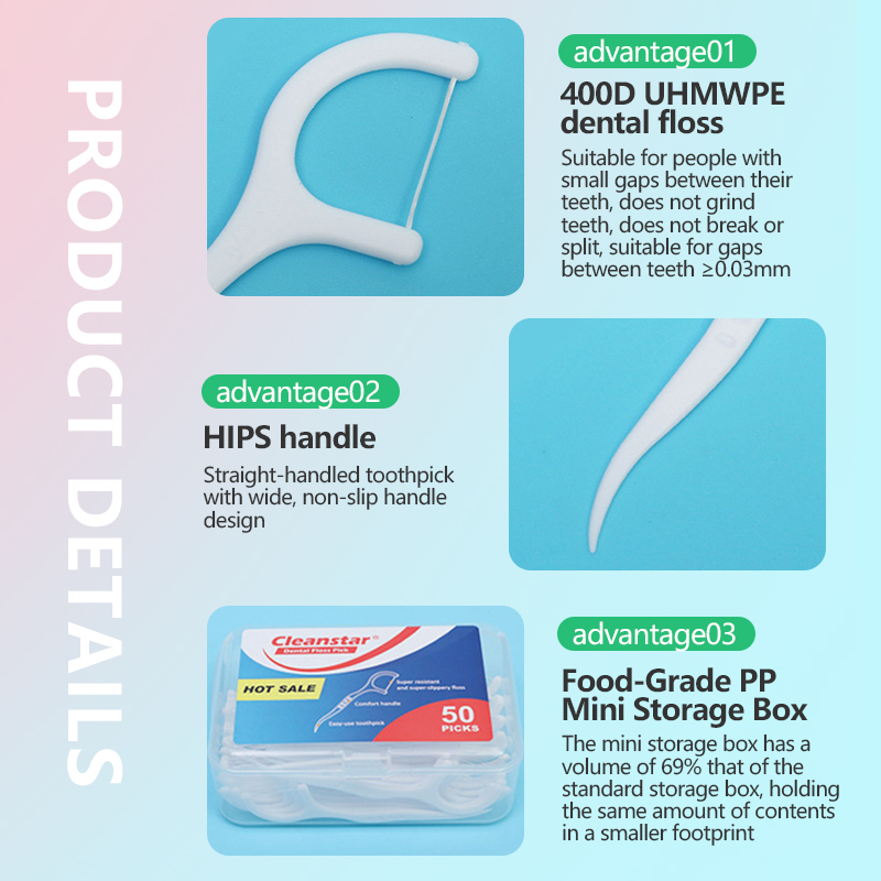 CPA04-50 Dental Floss Sticks Home Use Multi-Size Disposable Portable Storage Box Pack