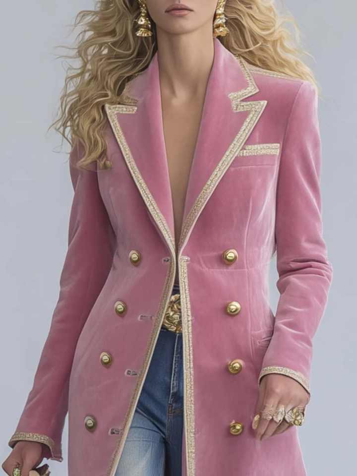 Temperament Women Long Jacket Double Breasted Notch Collar Ladies Prom Evening Guest Formal Occasions Wear Custom Made Suit