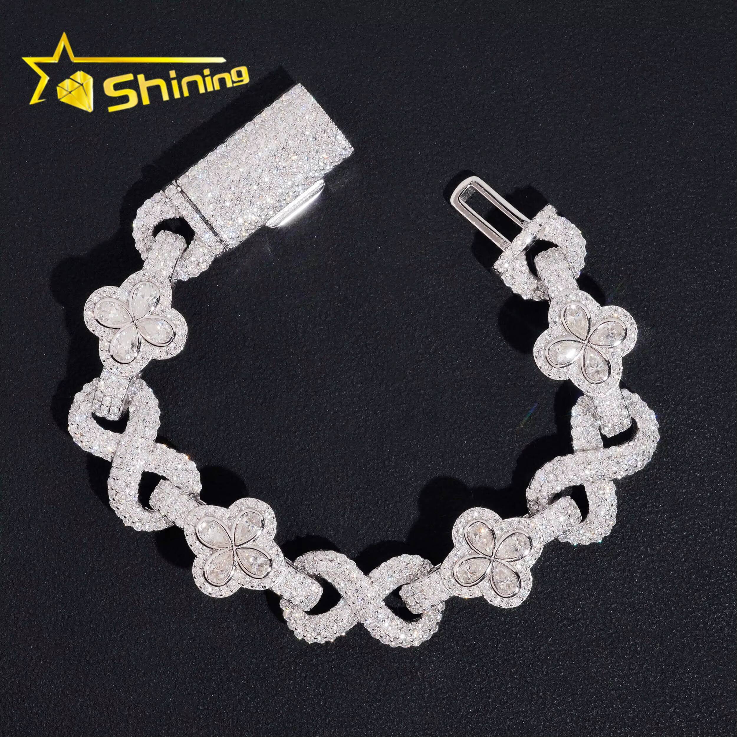 Pass Diamond Tester Hip Hop Jewelry Bling GRA Certified 925 Silver Infinity VVS Moissanite Bracelet