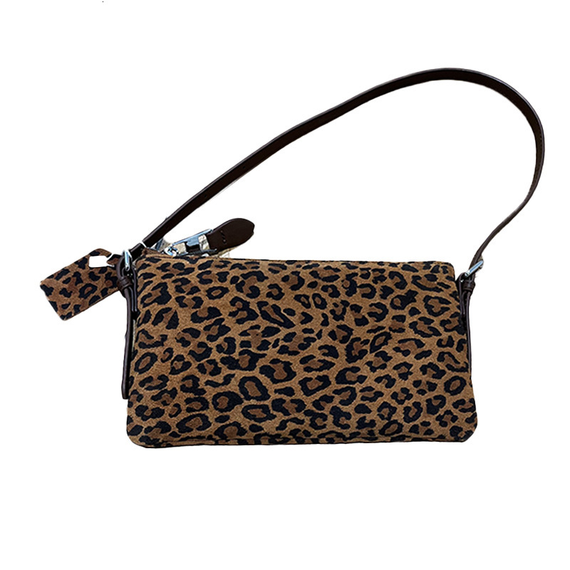 2025 new fashionable leopard print suede retro handbag designer crossbody bag