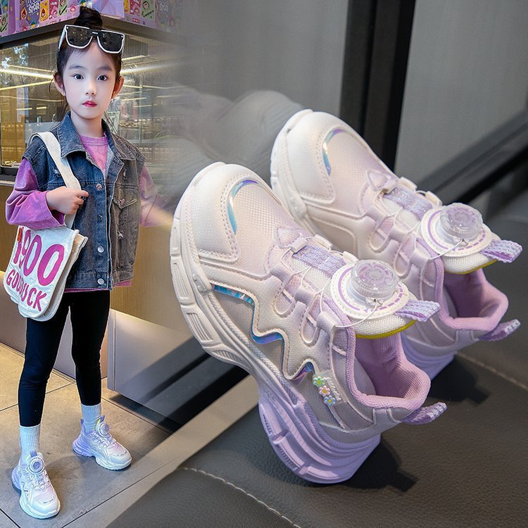 Girls' princess shoes, young children's sports shoes, spring and autumn new elementary school shoes, multifunctional mesh breathable childre