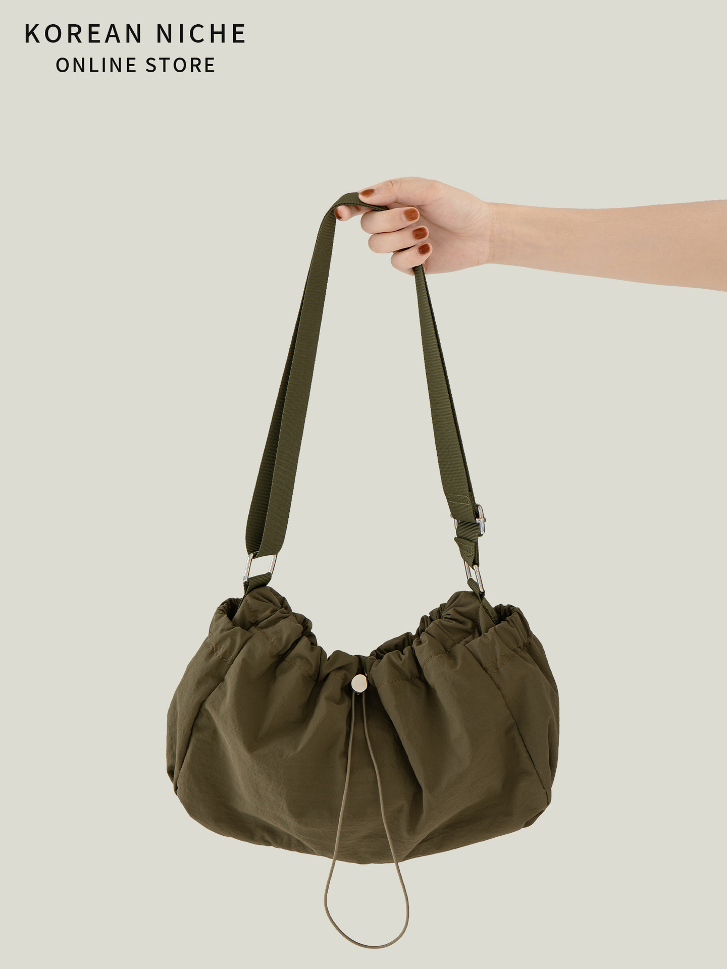 Korean-Style Literary And Fresh Pleated Drawstring Cloud For Women 2025 New Model High-End Lightweight Nylon Shoulder Crossbody Bag