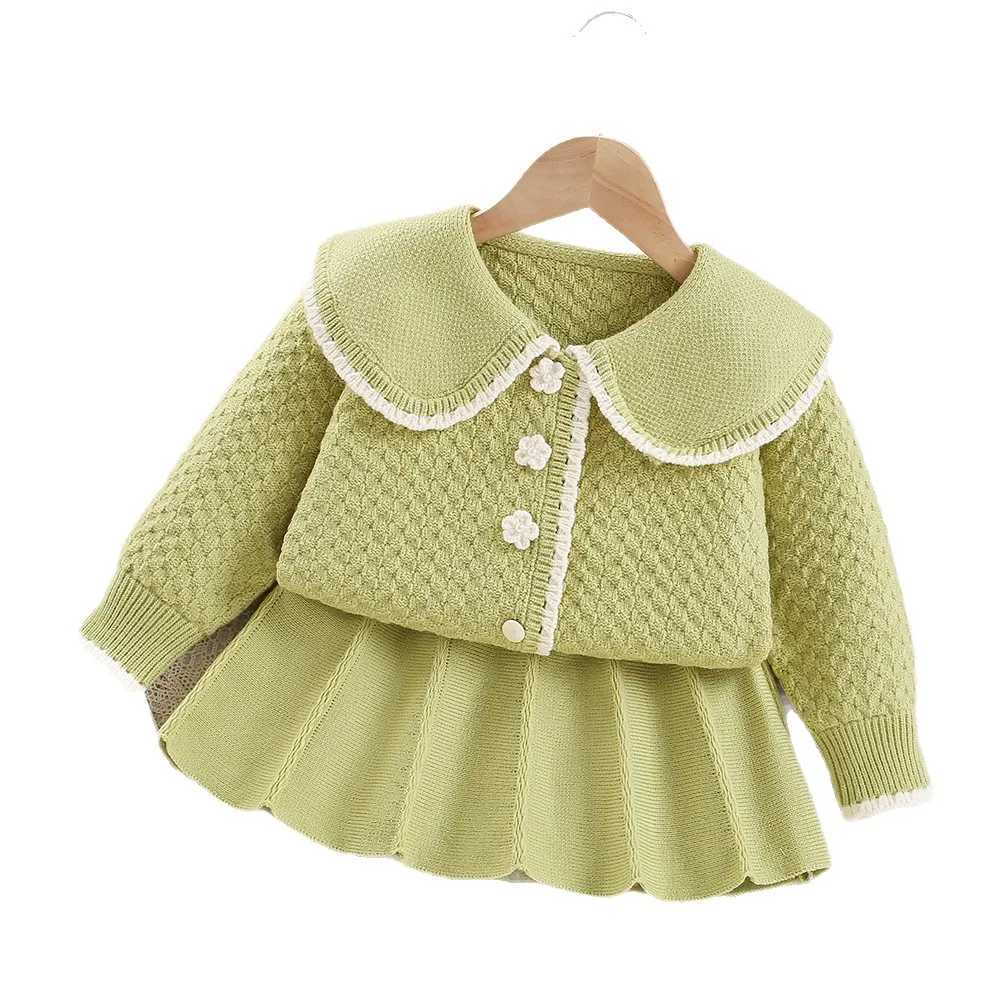 Girls Dress Clothes Sets Spring Autumn Children Woolen Jersey Sweaters Coats Skirts Kid Princess Suit For Baby Knitted Outfits 6 L250926SQ6D