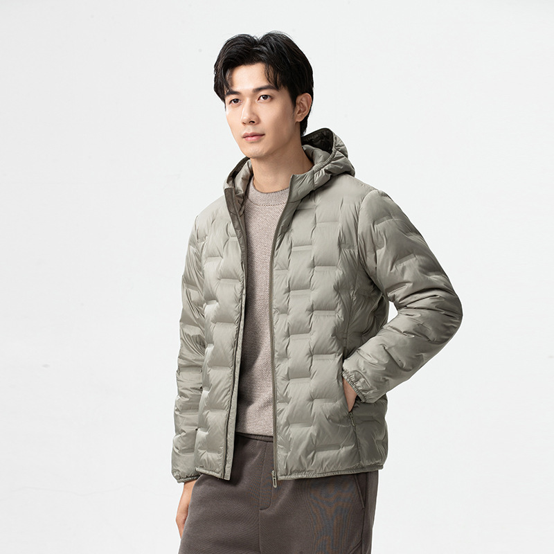 90 Duck Down Lightweight Down Jacket Youth Fashion Casual Hooded Warm Cold-Proof Men's Coat 2025 Autumn Winter New Style