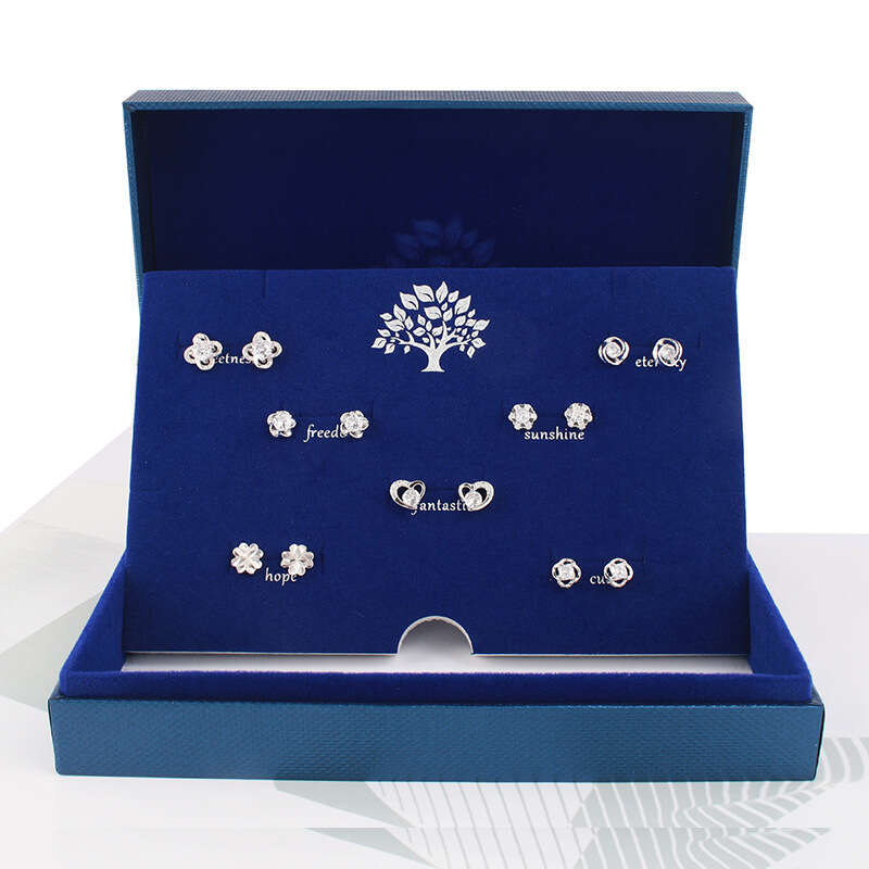 Dongdaemun S Sier Needle Earring Set Micro Pave Zirconia One Road With You Weekly Earrings Valentine's Day Gift