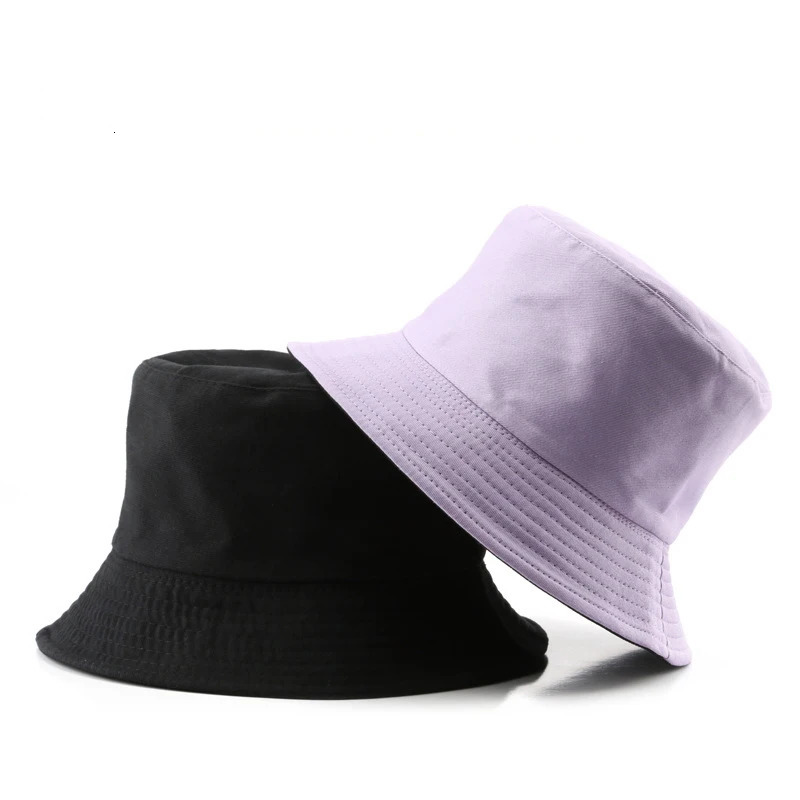 Men Women Black Solid Bucket Hat Two Side Wear Unisex Simple Bob Caps Hip Hop Gorros Panama Cap Beach Fishing Boonie Sunhat 250919