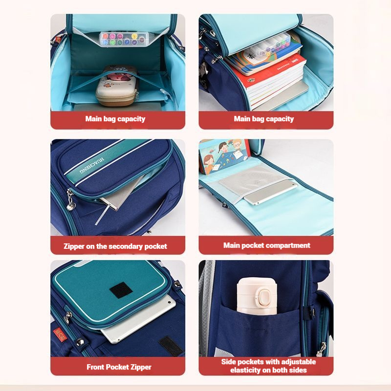 New Fashionable Backpack for Students in Grades 1-6 Lightweight Multi-Compartment Design with Large Capacity