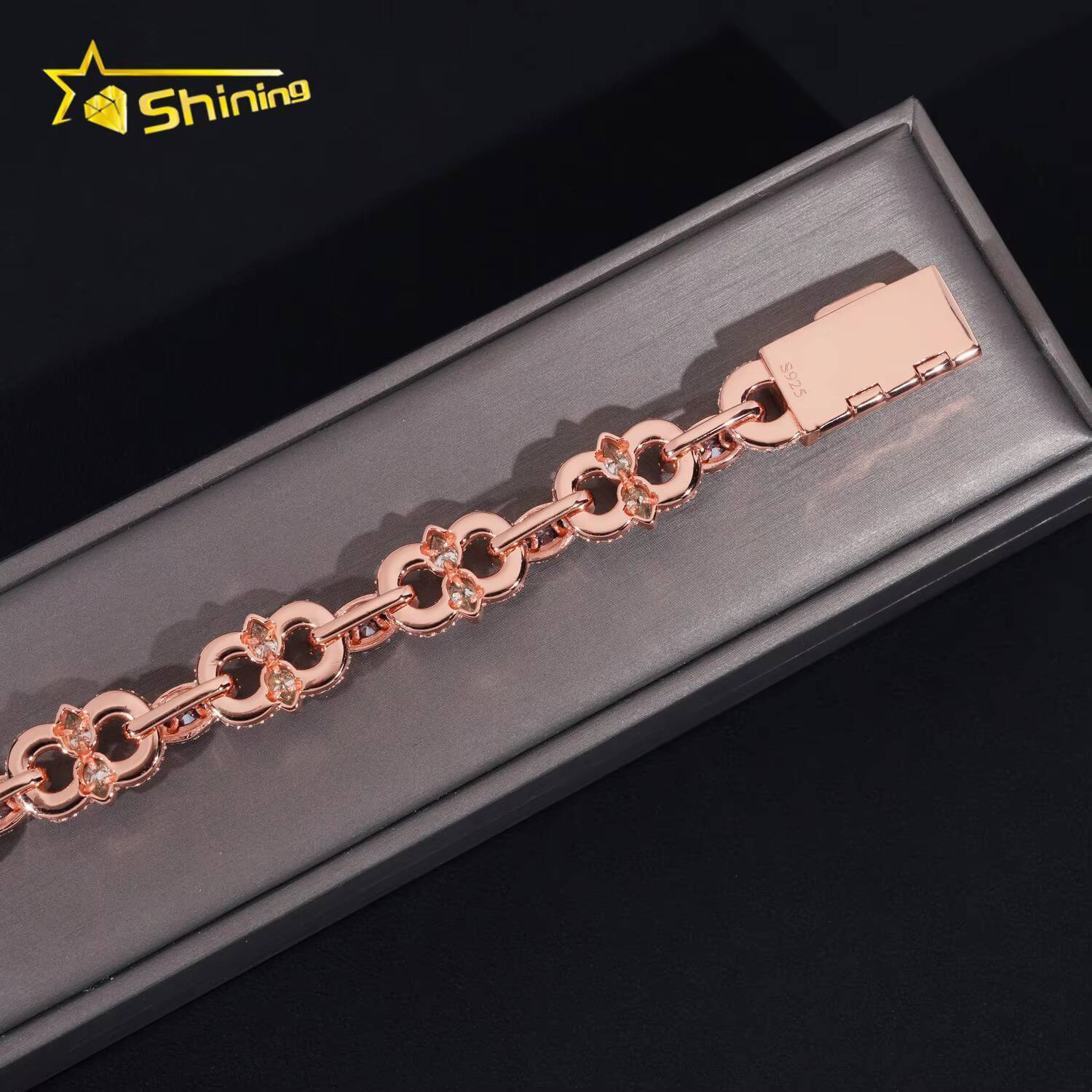 Hot Sale Hip Hop Blue Green Colored Marquise 925 Sterling Silver VVS Moissanite Iced Out Bracelet Men Women