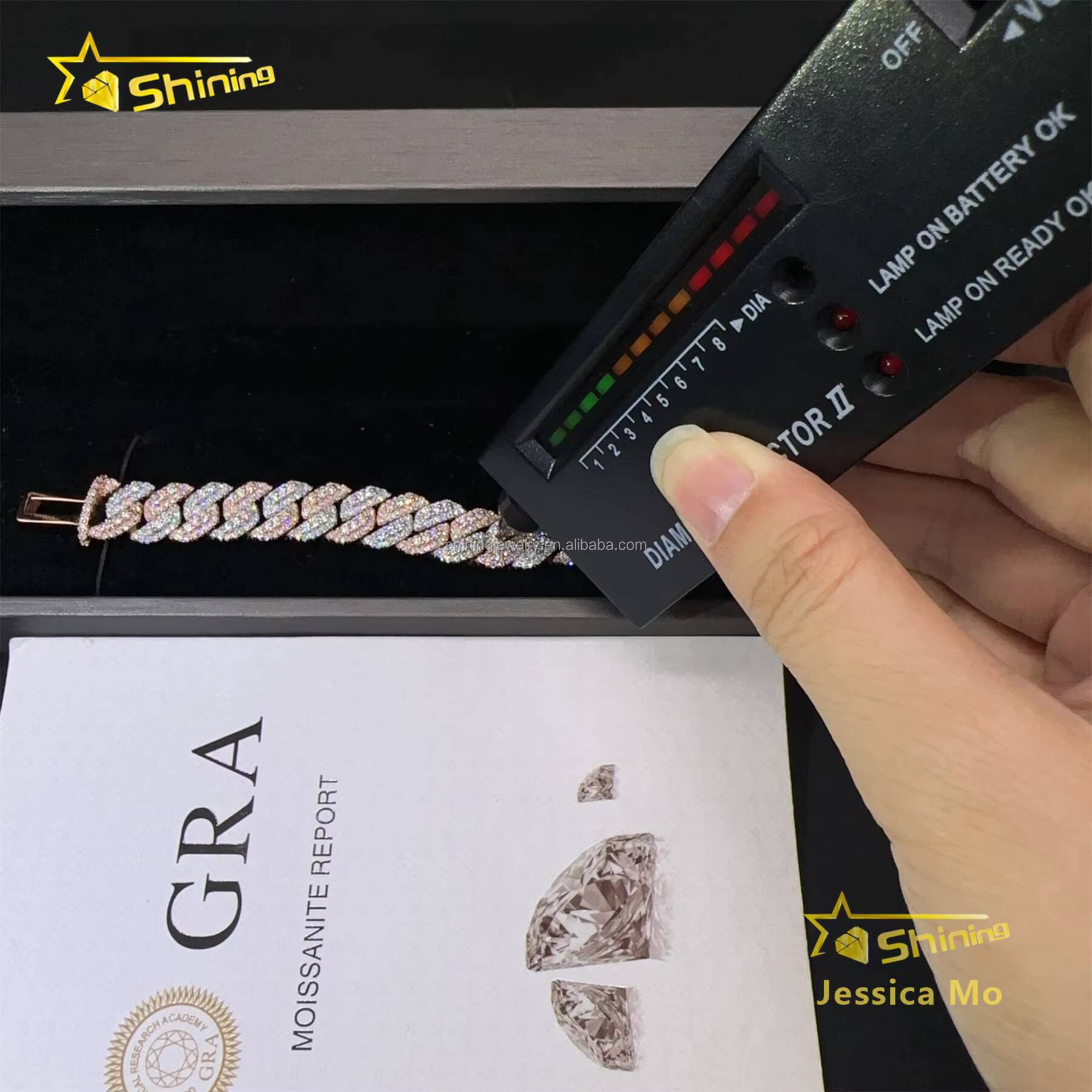 Custom Name Lock 13mm 3Rows Two Tone Color Rapper Hip Hop Jewelry FL Moissanite Iced Out S925 Silver Miami Cuban Bracelet