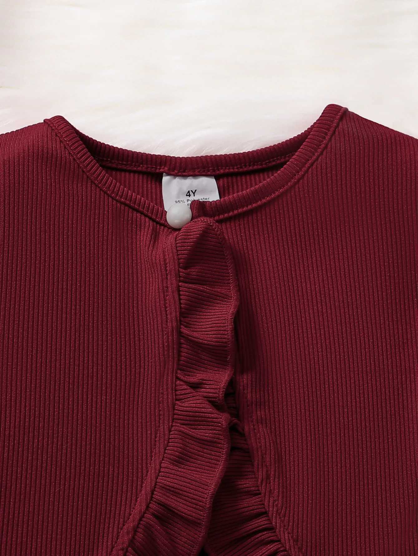 Spring Autumn Casual Cute Girl TwoPiece Set Red Vest HeartShaped Floral Skirt Fashion Outfit for Girls L250926TSKN