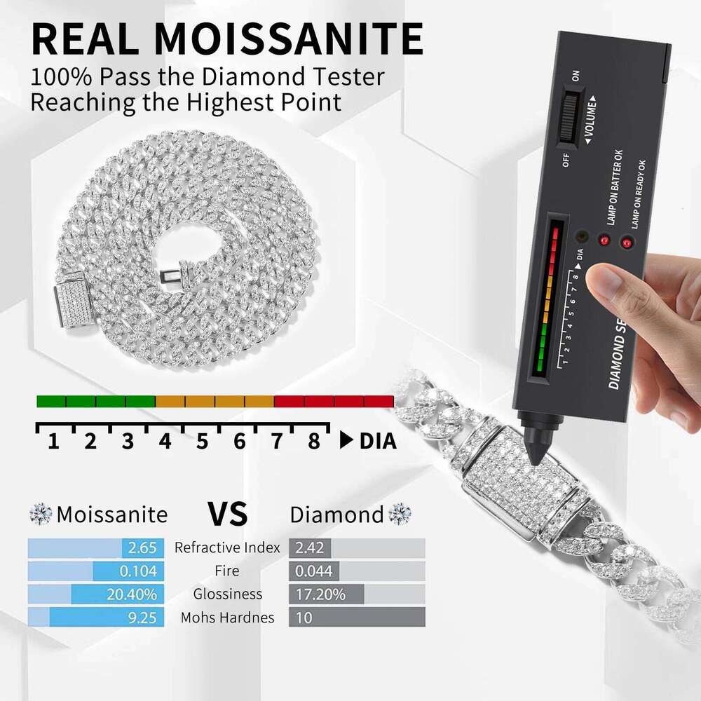 Uwin S Moissanite 6mm Cuban Chain Miami Sterling Sier Necklace for Women Bracelets Dia Tester High Quality Fine Jewelry