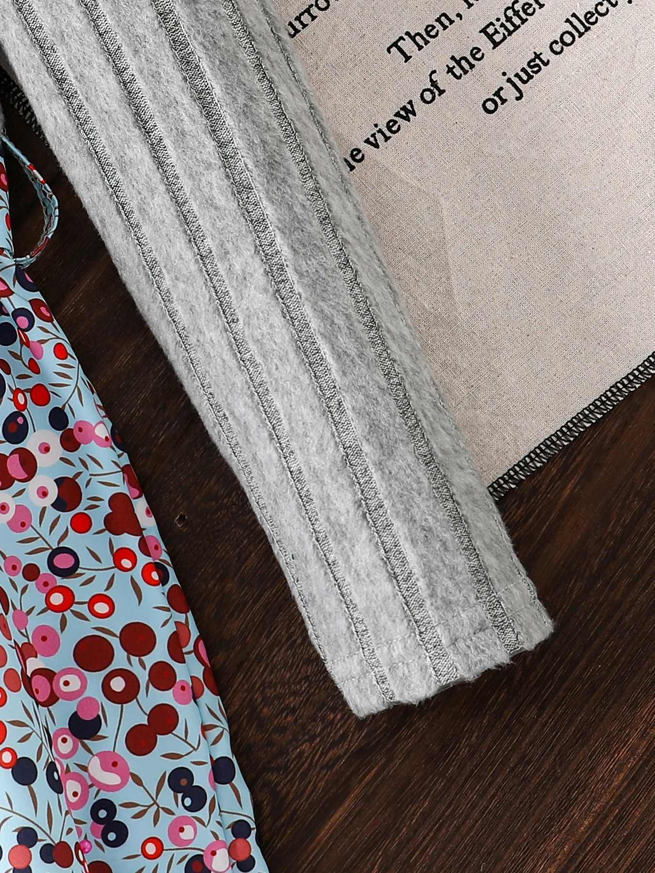 Spring Autumn Girl Casual AllMatch Knitted Round Neck Long Sleeve Floral Dress Girls Daily Casual Skirt L250926GE7A