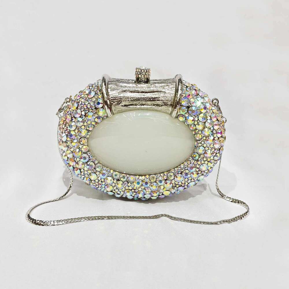 Large Stone Hard Metal Evening Bag Crystal Women Bags Designer Fashion Party Banquet Clutch Purse Dia Handbag