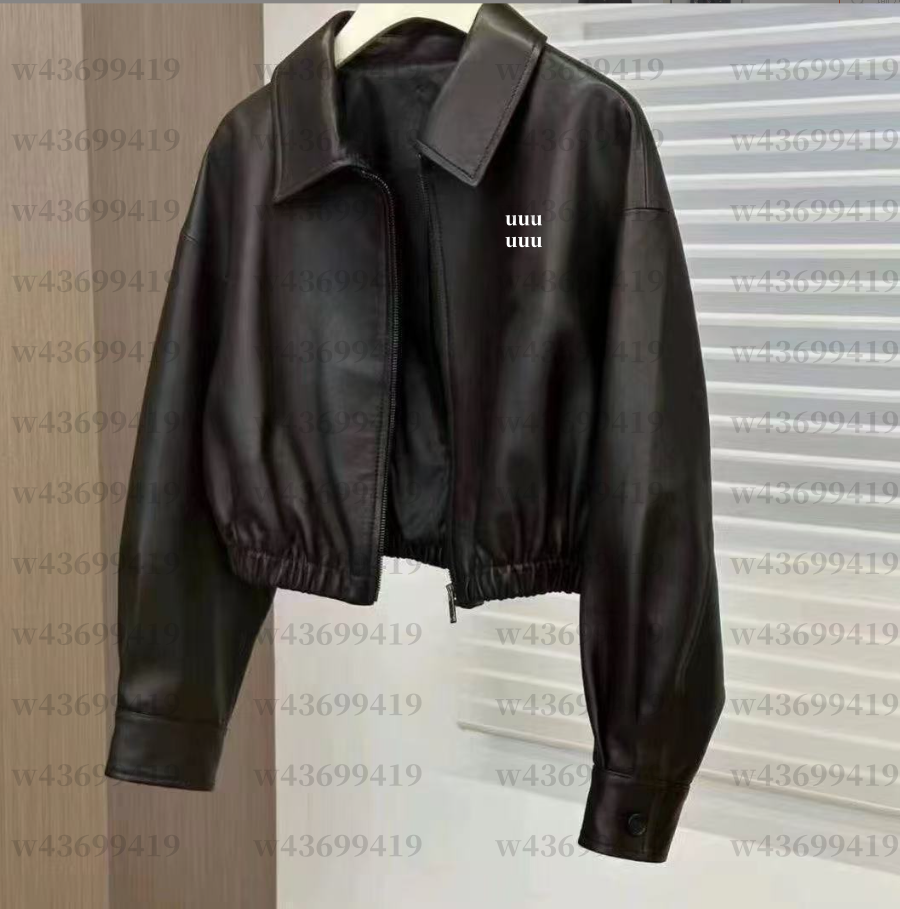 Womens Designer Leather Biker Jacket Women Embroidered Windbreaker Trenchcoat For Woman