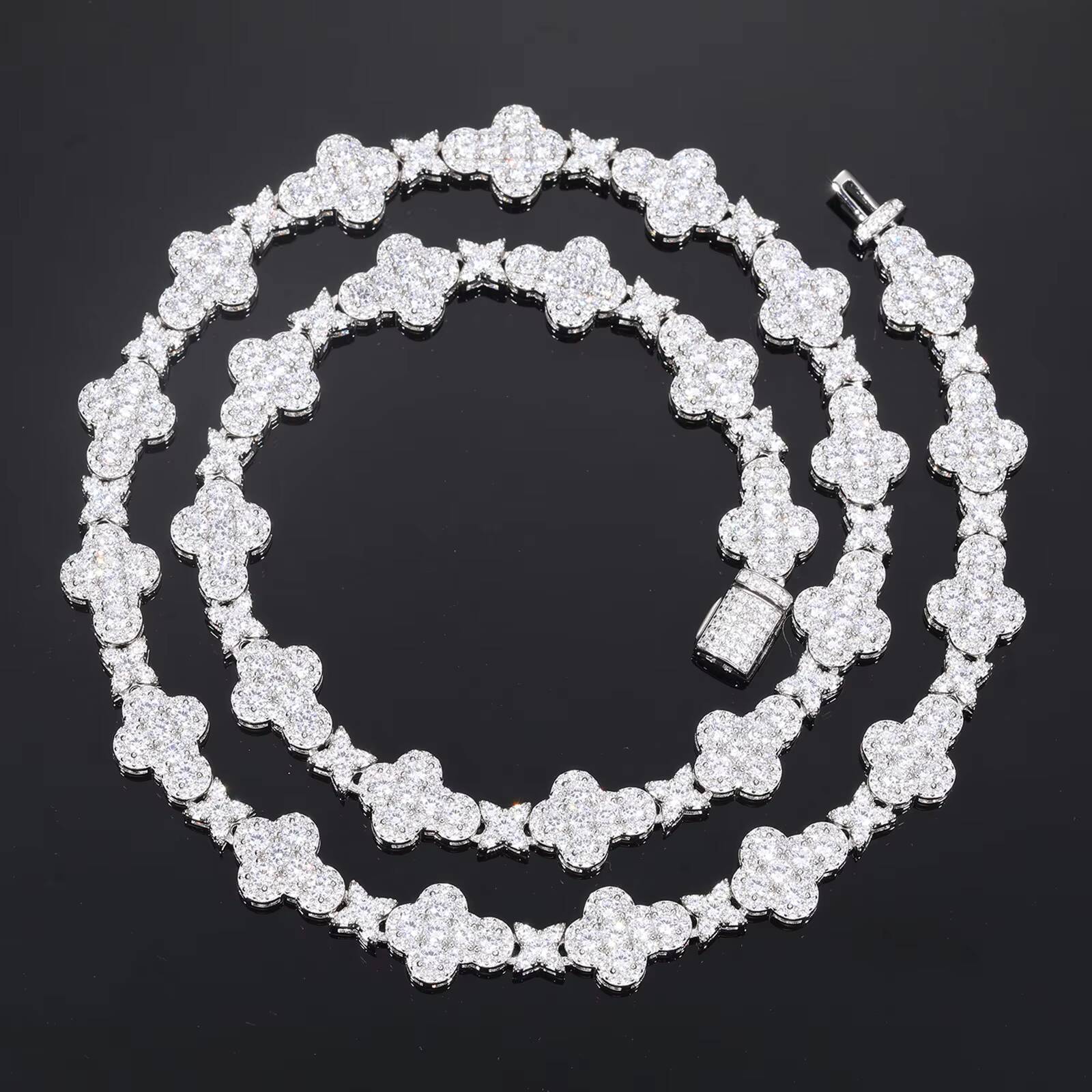 Exquisite Iced Out 10mm 925 Sterling Silver Moissanite Cross Cuban Link Chain Necklace GRA Certificated Pass Diamond Tester